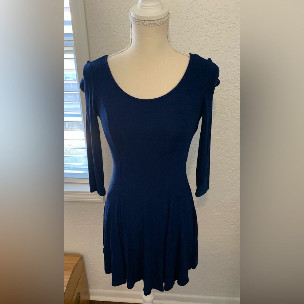 Navy Blue Long Sleeve Dress